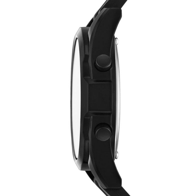 Men's Digital Wristwatch with Silicone Band and Gunmetal Case - Orange Bezel