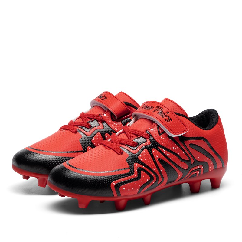 Dream Pairs Kids Soccer Cleats - Multi-Ground Outdoor Football Shoes (Red/Black, Variation 2)