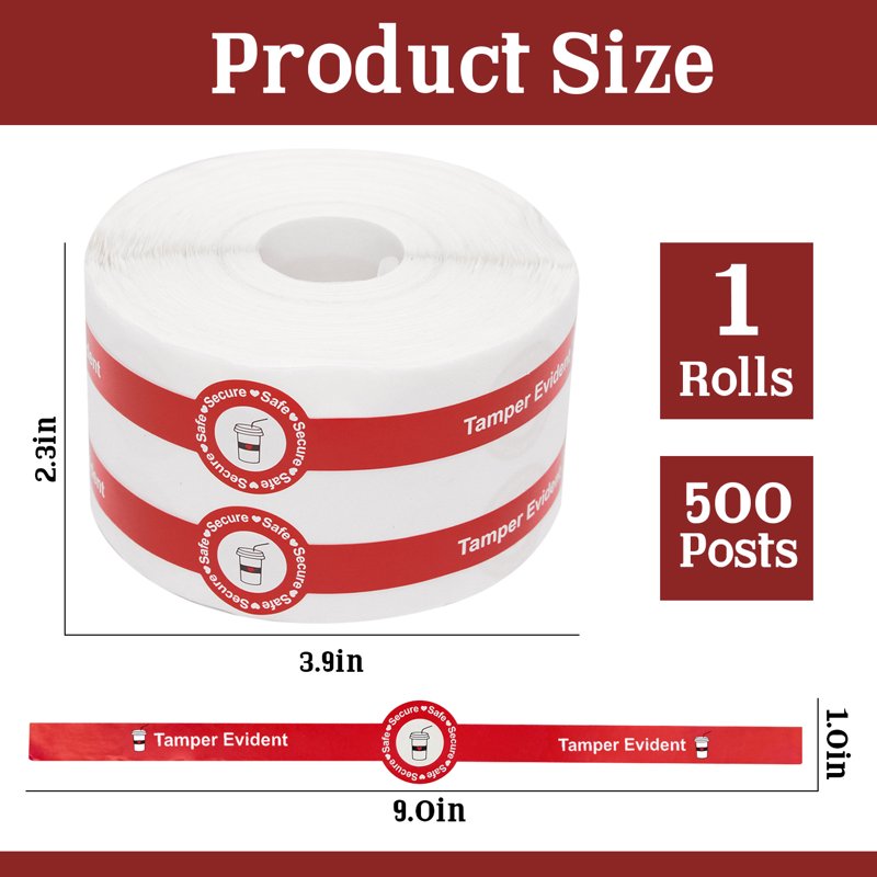 500 Pcs Tamper Evident Drink Seal Stickers for Coffee & Food Containers