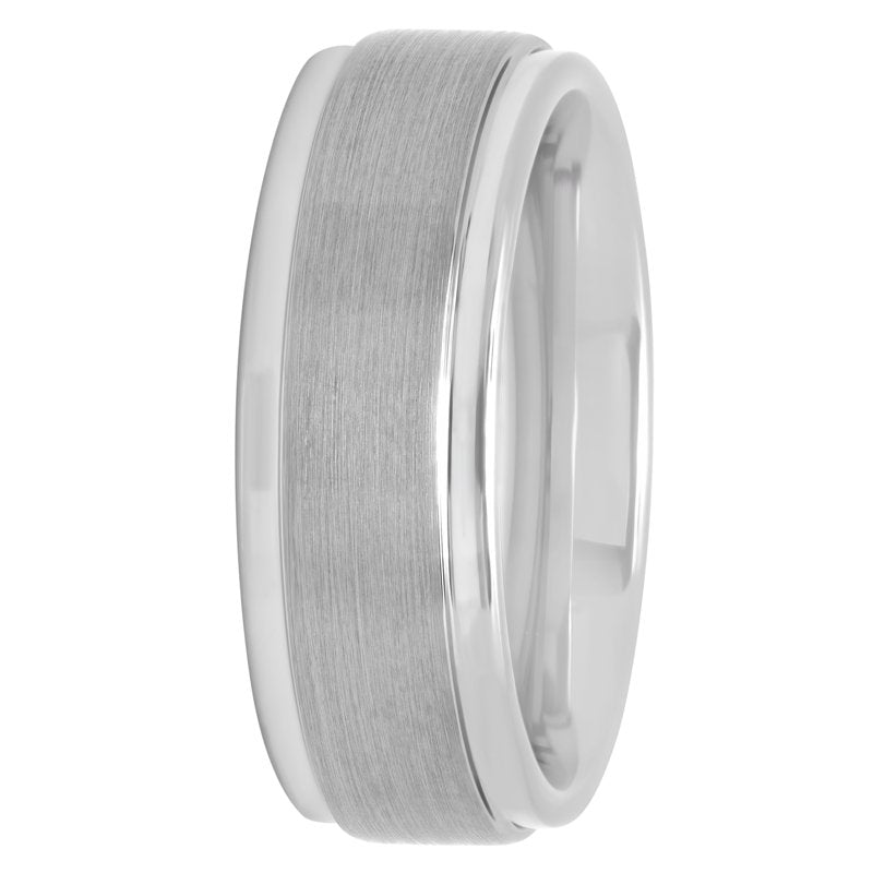 Men's Tungsten Wedding Band 8mm Satin and Polished Finish Durable Ring