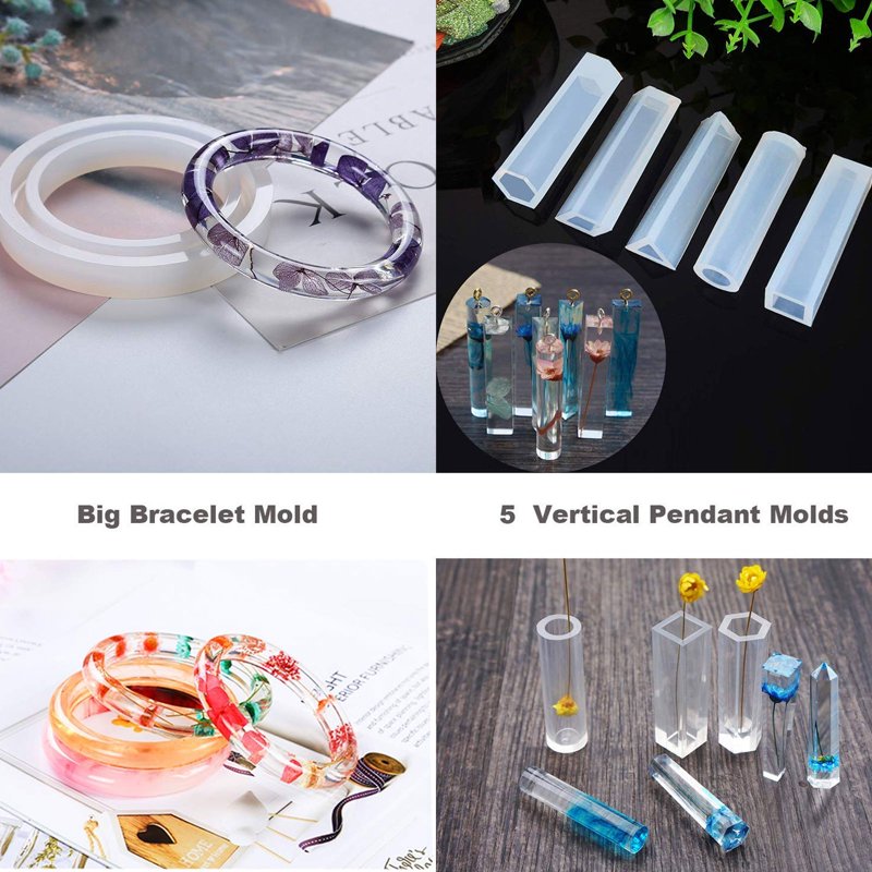 Silicone Resin Molds Kit 229pcs for DIY Jewelry Crafting - Includes Tools and Shapes