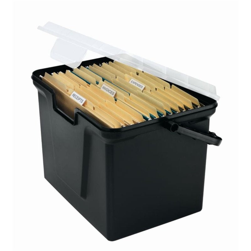 Recycled Portable File Box with Handle - Letter Size Storage Organizer