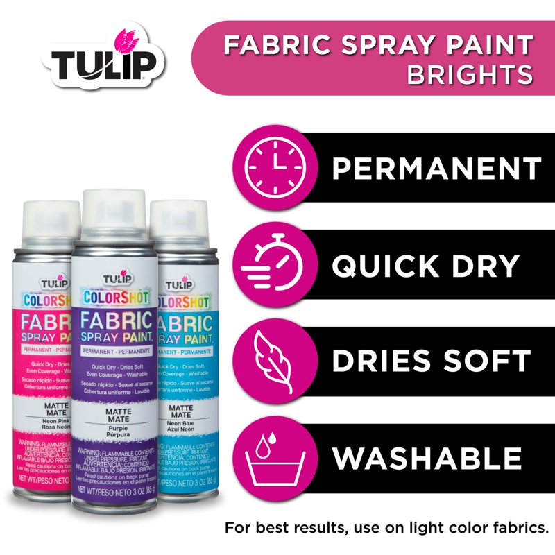 Fabric Spray Color - Brights 3 Pack, Instant Color Dye for Textiles