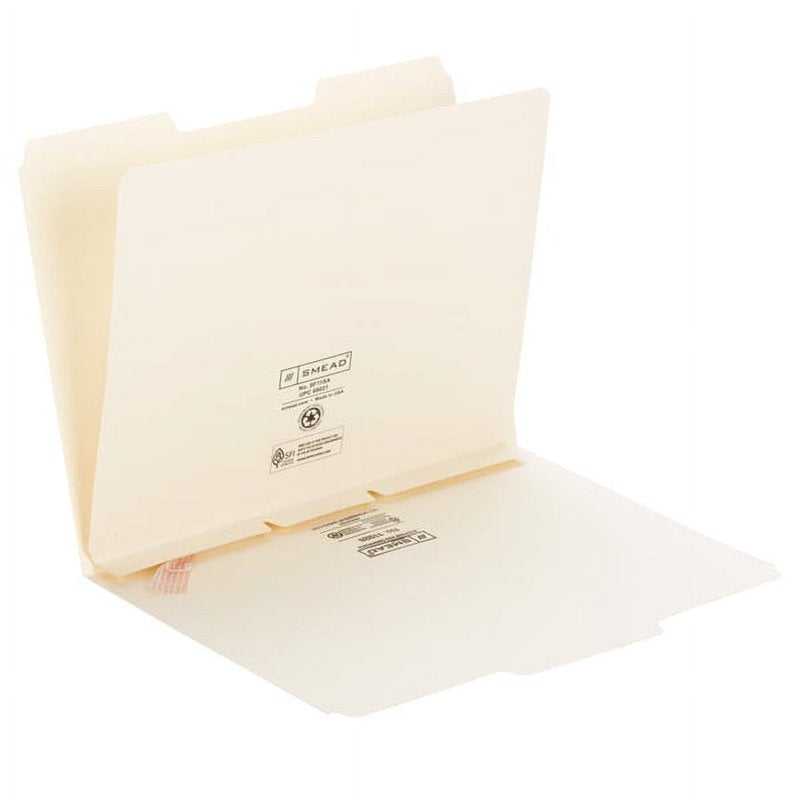Self-Adhesive Manila Folder Dividers with Fastener - Letter Size, Pack of 100