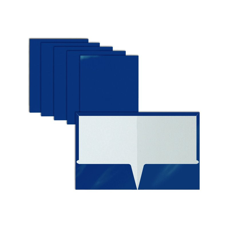 Blue 2-Pocket Laminated Folder - Letter Size Office Organization, Pack of 25