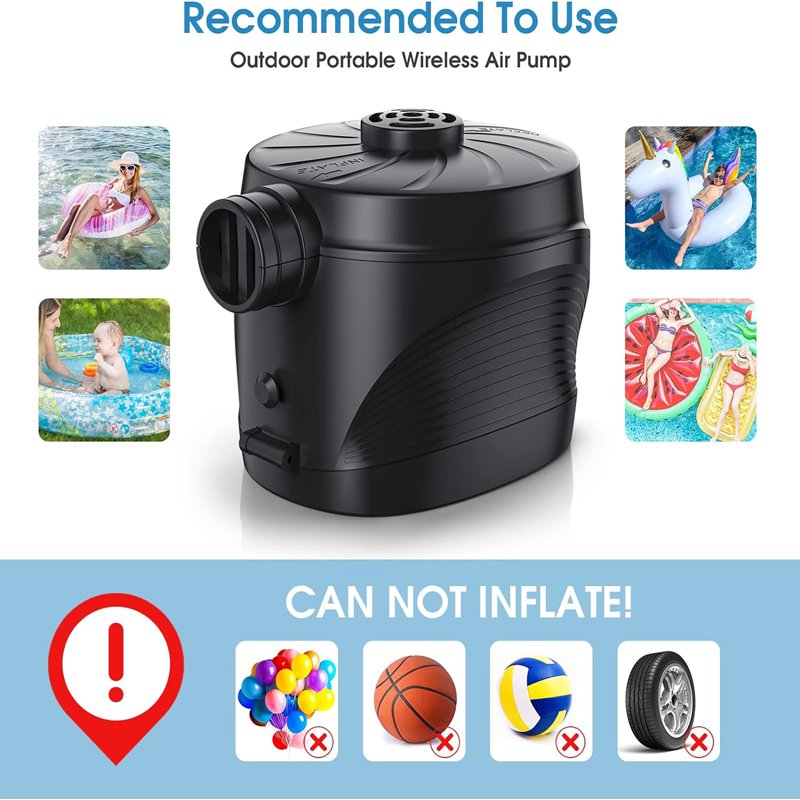 Battery Powered Air Pump for Inflatables & Air Mattresses - Portable Deflate & Inflate Tool