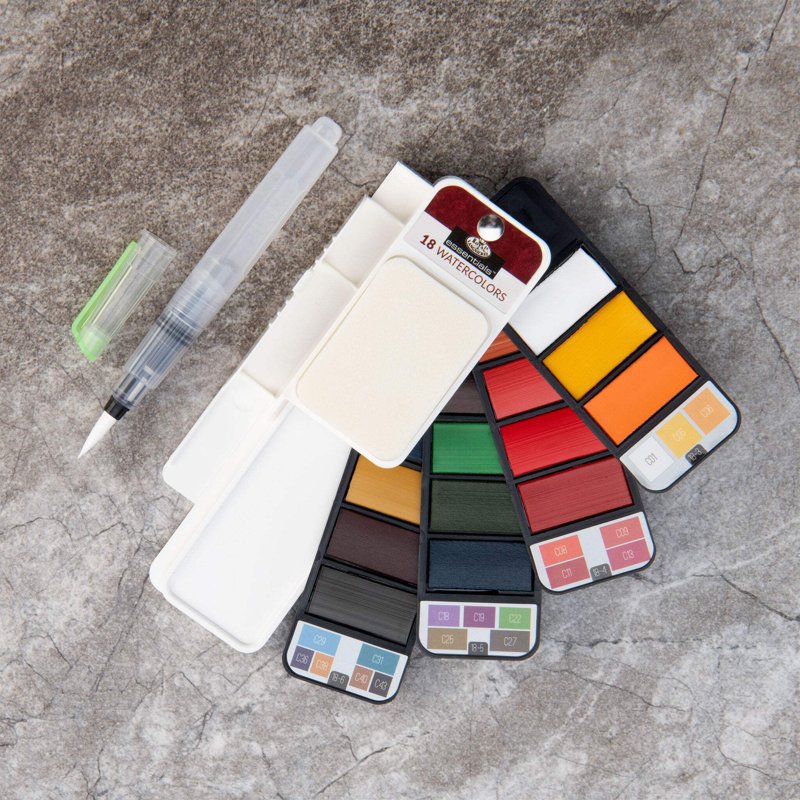 Watercolor Artist Flip Kit with Aqua-Flo Brush Pen - 19 Pieces