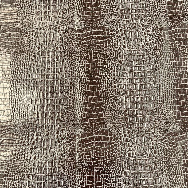 Faux Leather Crocodile Print Upholstery Fabric 52-Inch White Gold Yard