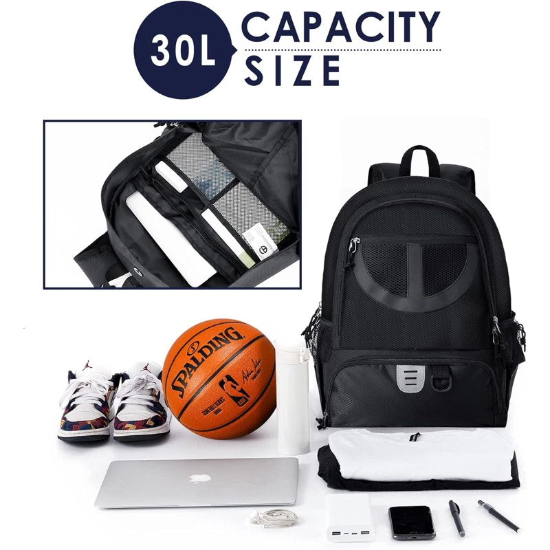 Sports Ball Backpack with Shoe & Water Bottle Compartments for Basketball Soccer Volleyball