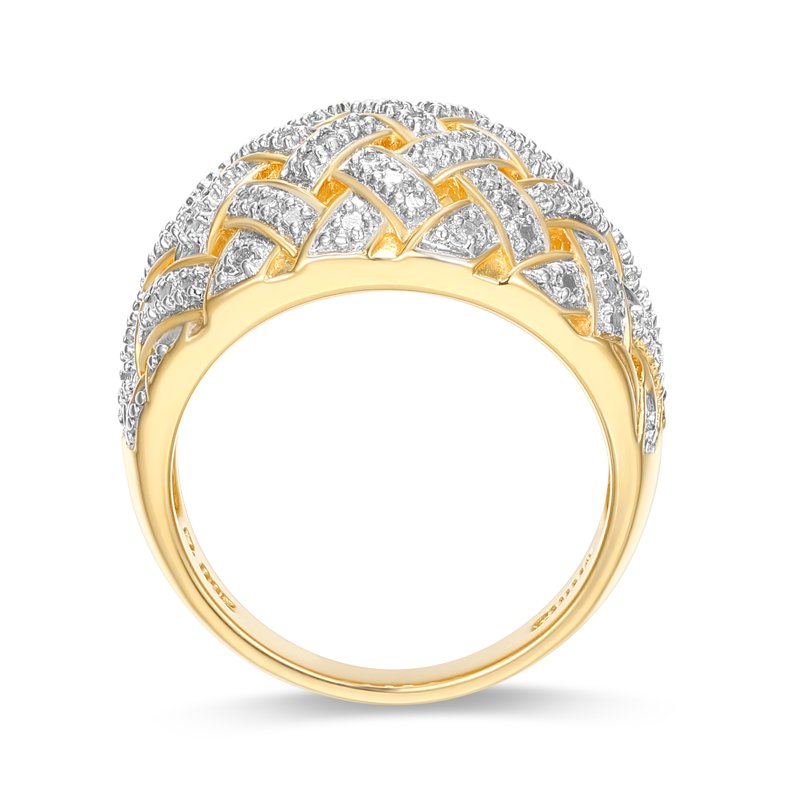 Forever Facets Diamond Accent Bombe Crosshatch Ring - Two-Tone Gold & Bronze, Size 6