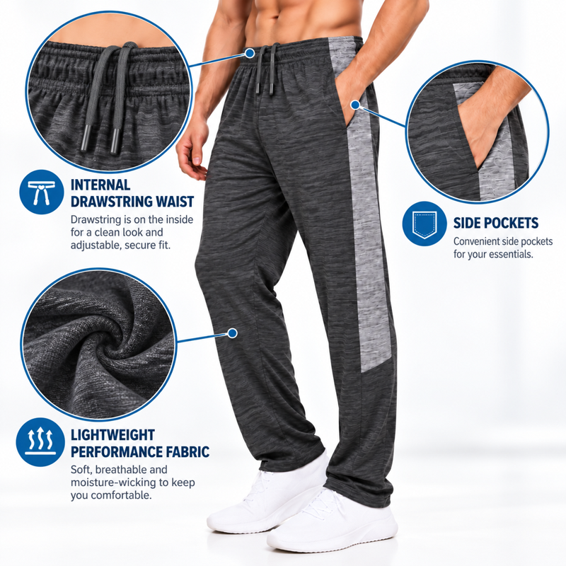 Men's Athletic Sweatpants 3 Pack Open Bottom Joggers Dry Fit Workout Pants