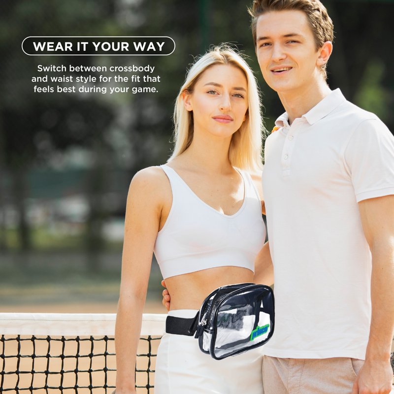 Prince Pickleball Court Crossbody Waist Pack – Clear Front, Black Trim