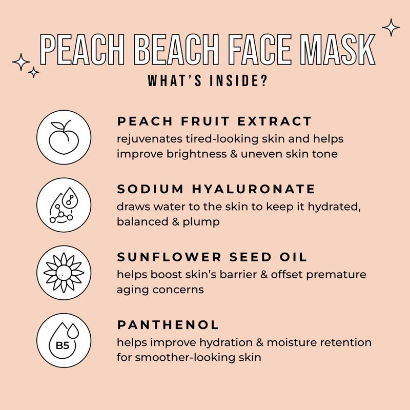 Avatara Juicy Peach Brightening Face Mask for All Skin Types - 3 Pack