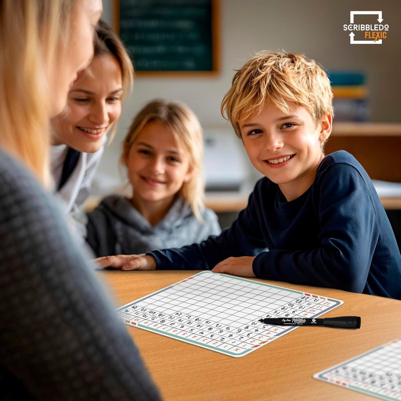 Multiplication Table Dry Erase Sheets - Reusable Math Practice Boards for Students
