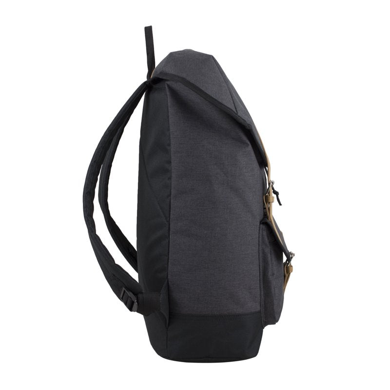 Unisex Top Loading Dual Buckle Backpack with Water-Resistant Polyester - Dark Gray