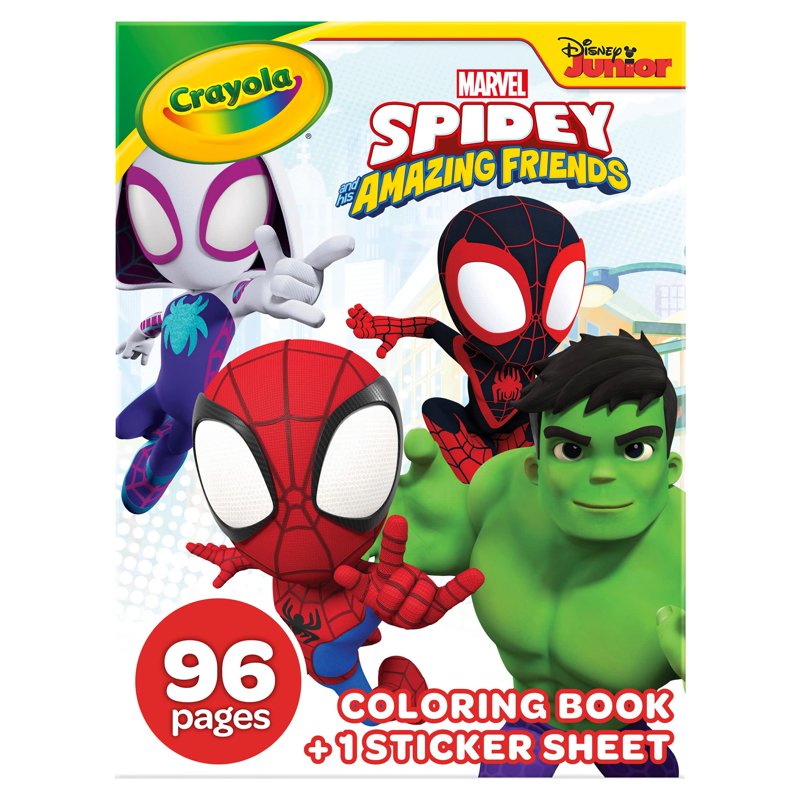 Kids Coloring Book with Stickers - Spidey & His Amazing Friends, 96 Pages, Easter Gift for Ages 3+