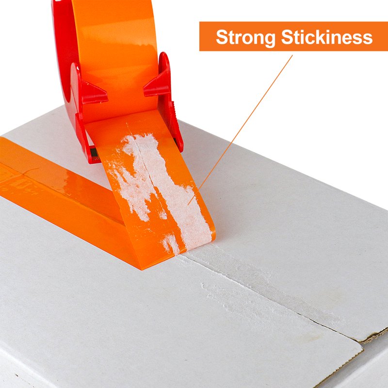 Heavy-Duty Orange Packing Tape with Dispenser - 1.88 Inch x 55 Yards, Refill Rolls Included