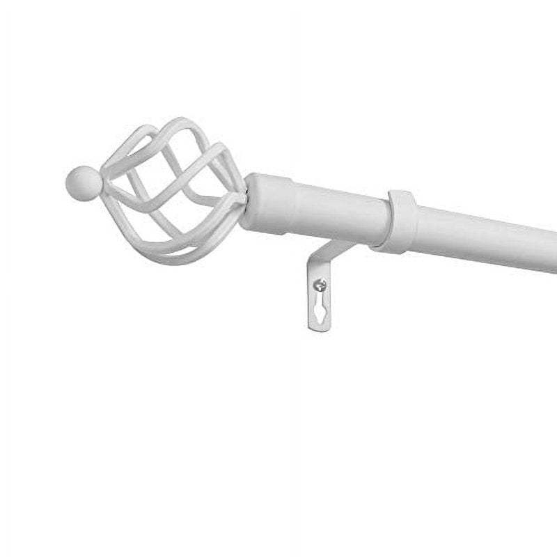 Adjustable 1-Inch Curtain Rod & Finial Set - Matte White, Supports Up to 25 lbs