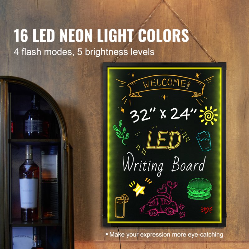 LED Notice Board 32x24 inch Luminous Sign with Neon Radiance and Remote Control