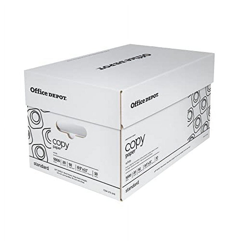 Office Depot White Copy Paper 8.5x11in 20Lb 500 Sheets Case of 10