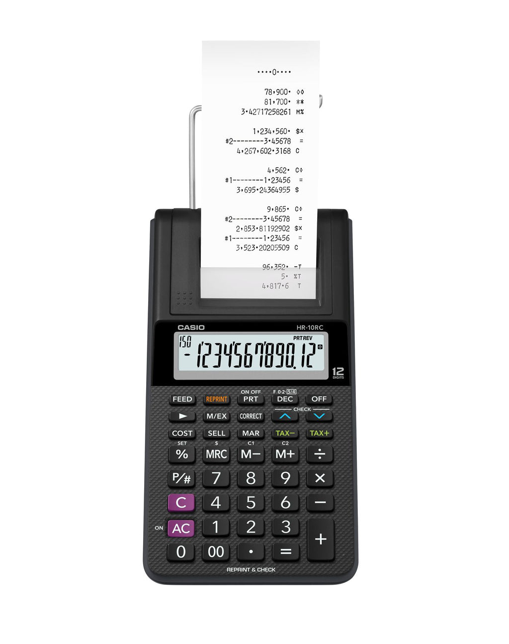 Casio 12-Digit Printing Calculator with Cost, Tax, and Date Functions