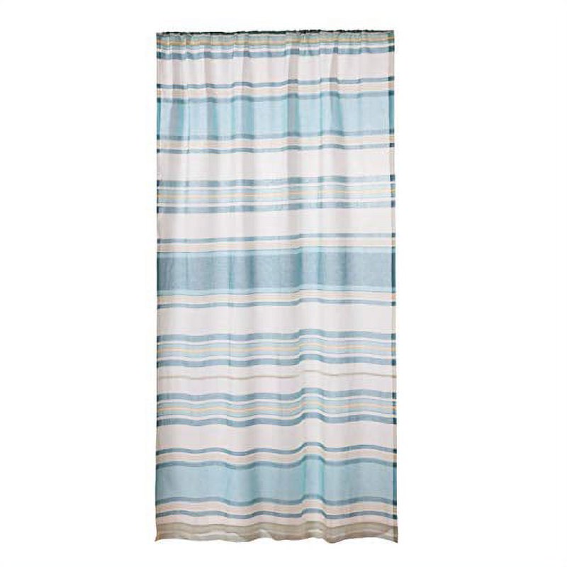 Coastal Style Blue Maui Curtain Panel - 55x84in. Cotton Striped Drapes