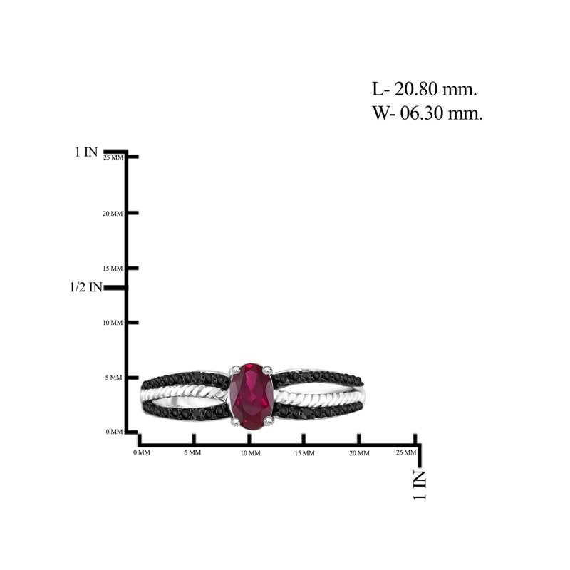 1/2 Carat T.G.W. Ruby and Black Diamond Accent Sterling Silver Ring