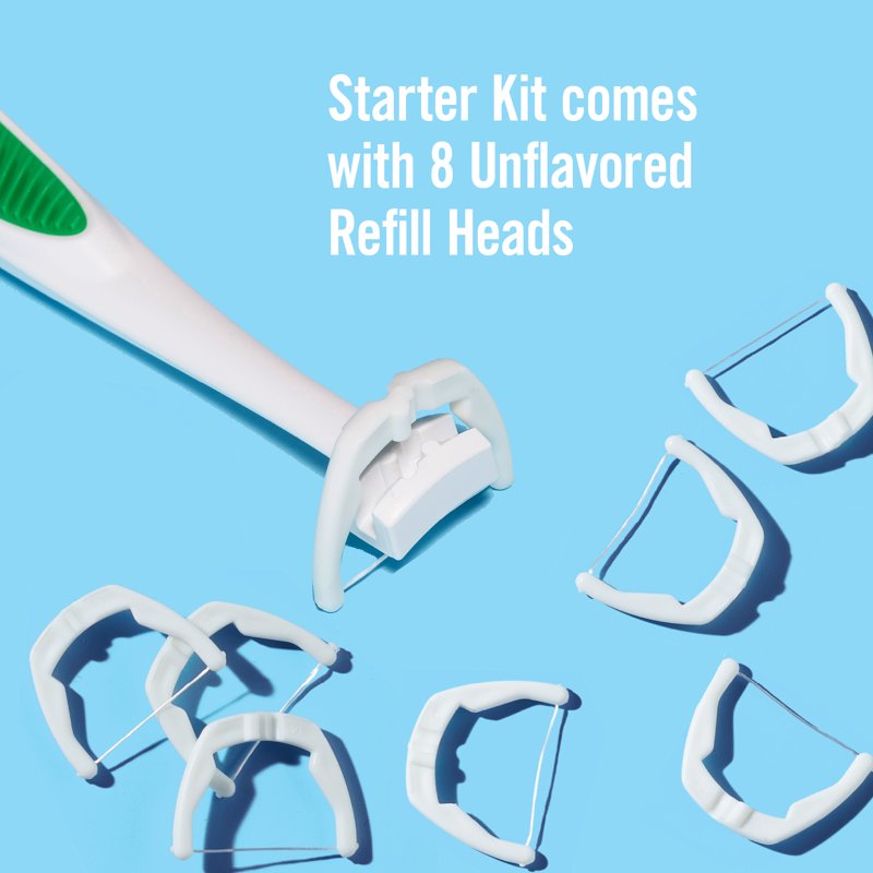 2 Pack Dental Flossers with Refill Heads - Easy Reach Oral Care Kit