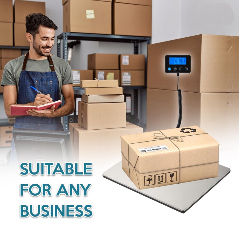 Digital Postal Shipping Scale 440 lb Heavy Duty Wide Platform Tare Hold USB-C Battery