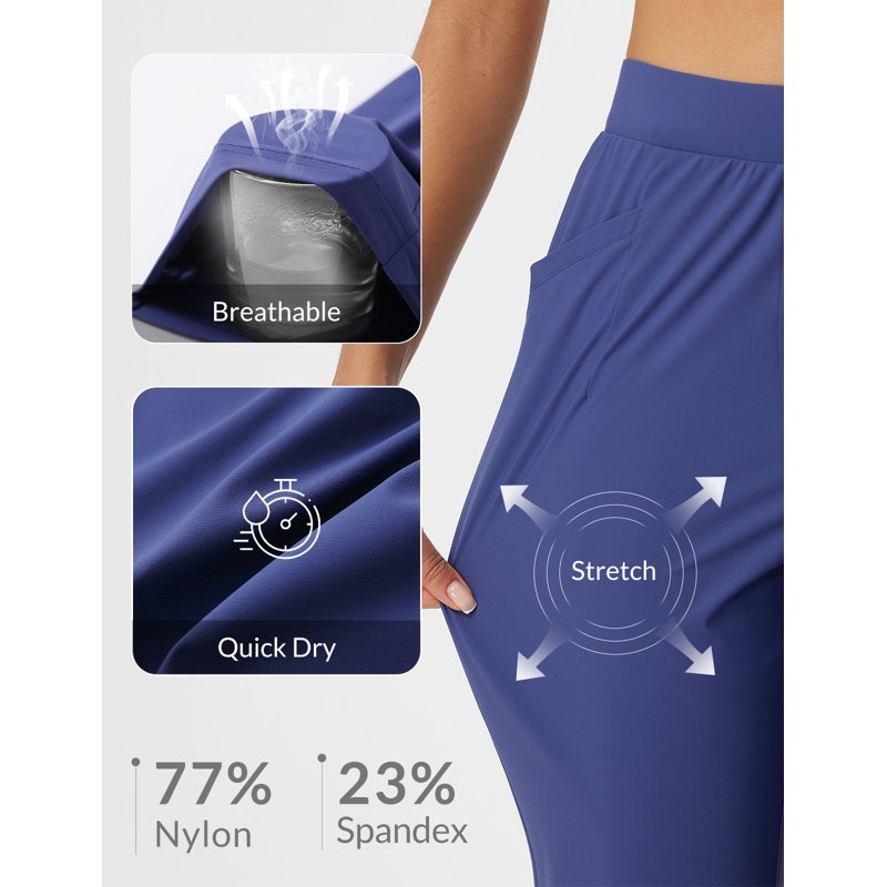 Navy Blue Ankle Length Work Pants for Women - Baleaf Petite Dressy Casual Golf Stretch