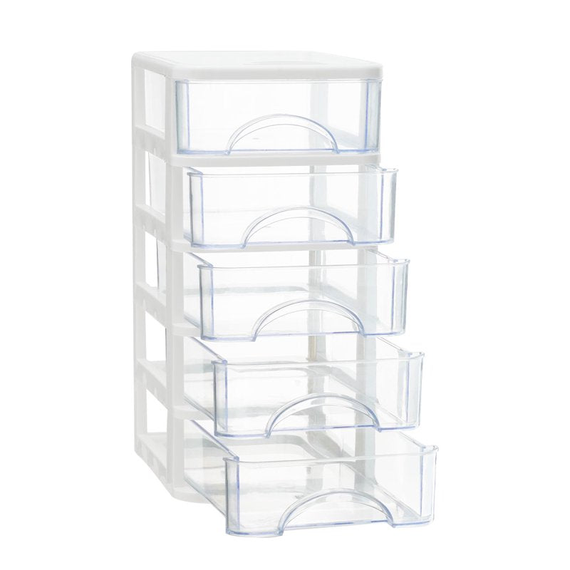 Desktop 5-Drawer Clear Storage Unit – Small Organizer Box, Frame with Transparent Drawers