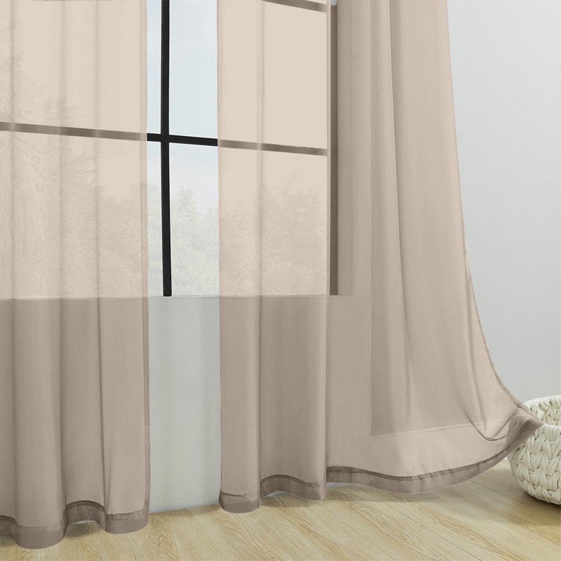 Bedroom Curtain Set - Solid Color Double-String Polyester Sheers for Living Room & Bedroom