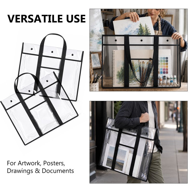 Large Art Portfolio Bag 2 Pack - 30 x 24 Inch Poster Storage with Handle & Front Pocket