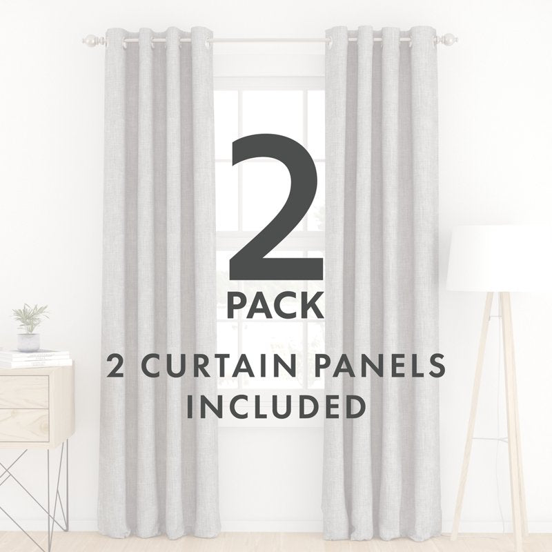 Energy Saving Linen Blend Grommet Curtain Panel - Light Gray, 50x84 Inches, 2 Panels