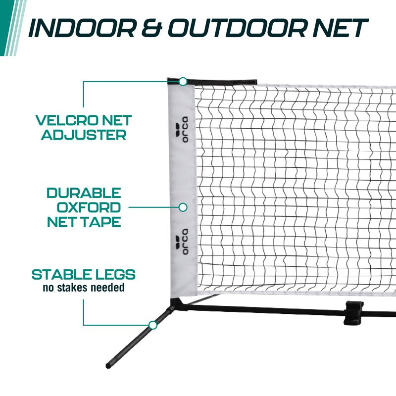 Half-Court Pickleball Net Set with Steel Poles, Paddles, Balls & Travel Bag by ORCA