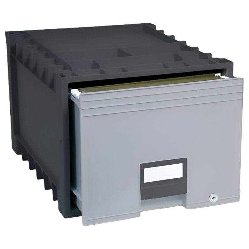 Heavy-Duty Water-Resistant Archive Drawer with Label Holder - Black/Gray