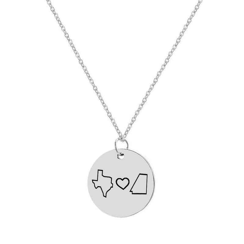 Personalized Long Distance Necklace - Friendship Jewelry Gift - Silver, Gold, Rose Gold