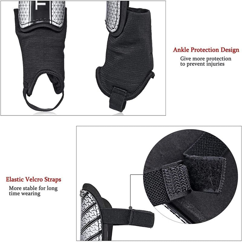 TAGVO Kids Soccer Shin Guards L Black with Ankle Protection