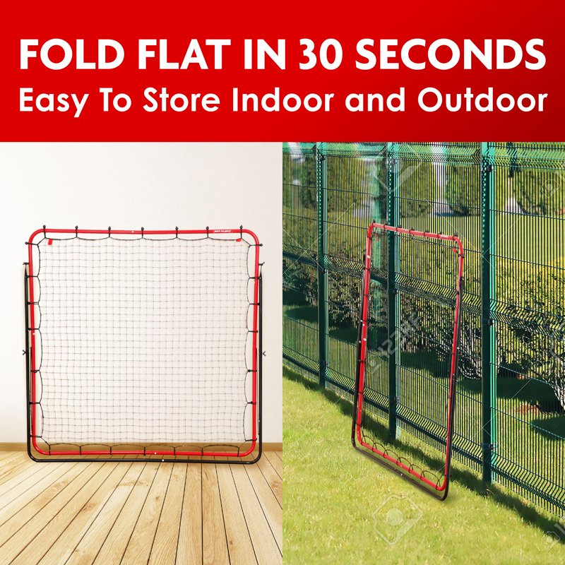 Net Playz 60 in Soccer Rebounder Training Net - 5x5ft Kick-Back Practice with Carry Bag