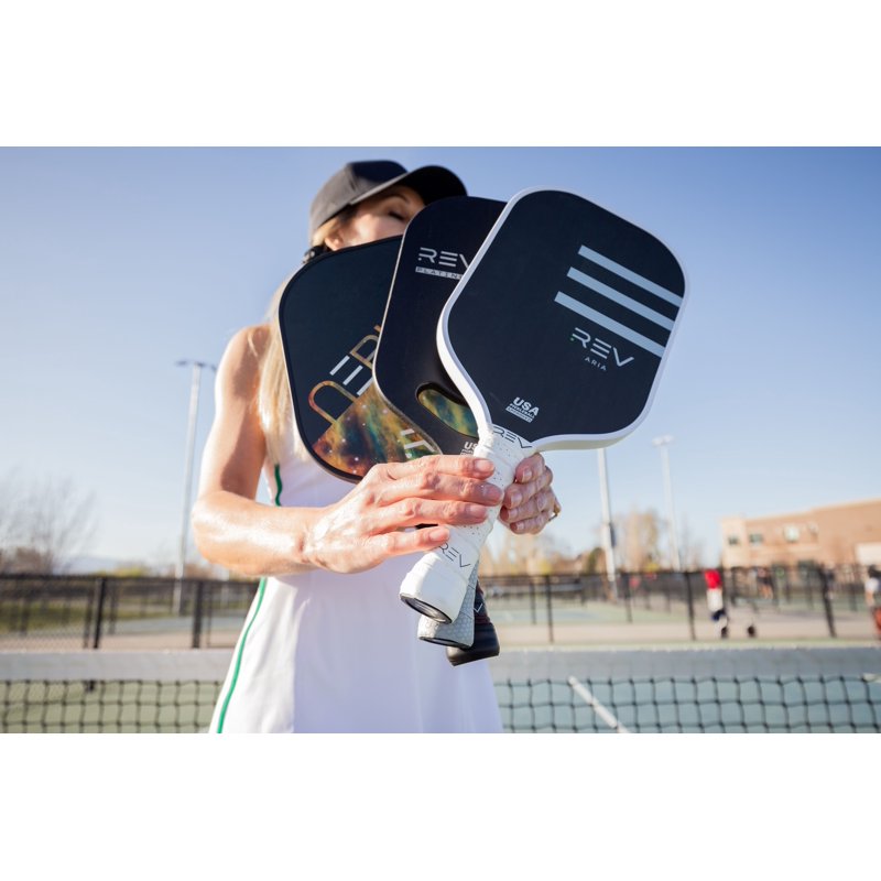 Single Variation: REV Aria Pickleball Paddle - Raw T700 Carbon Fiber Face, 16mm Width
