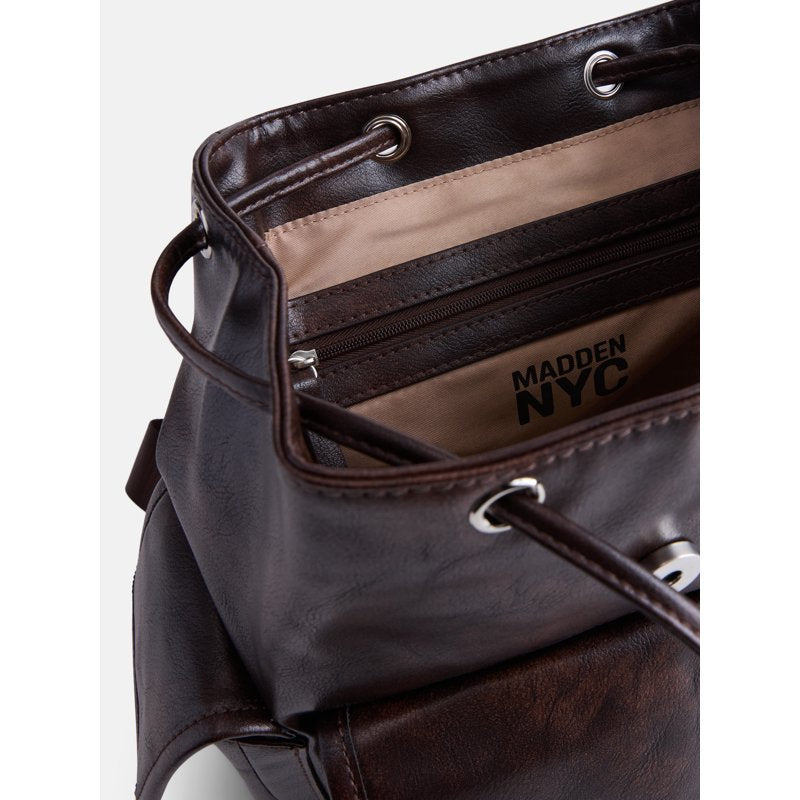 Women's Buckle Flap Backpack with Multiple Pockets - Casual Nylon Bag