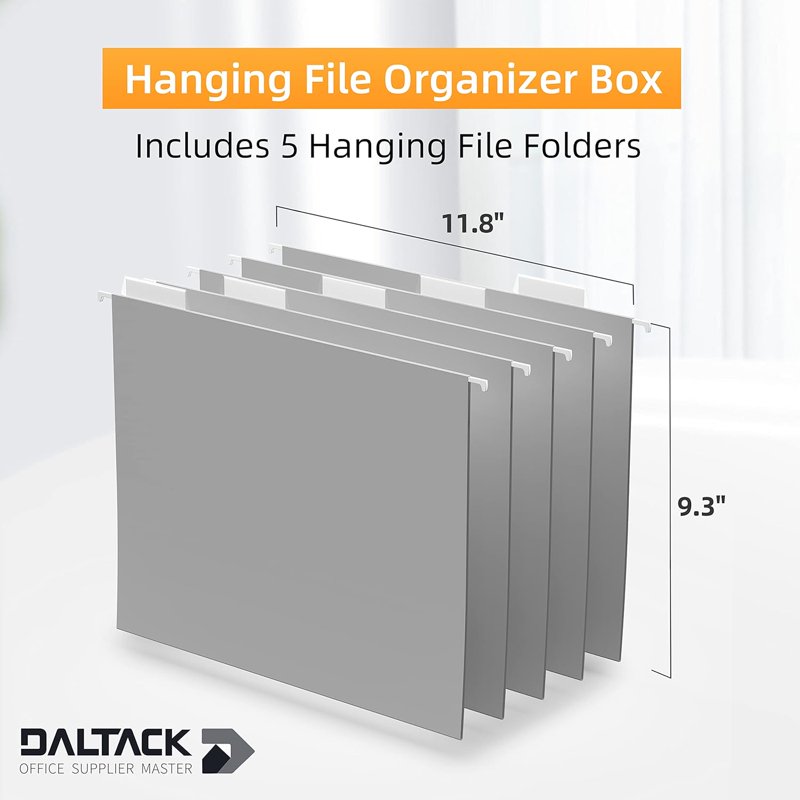 Metal Hanging File Organizer with Handles - Desktop Paper Storage Box for Documents