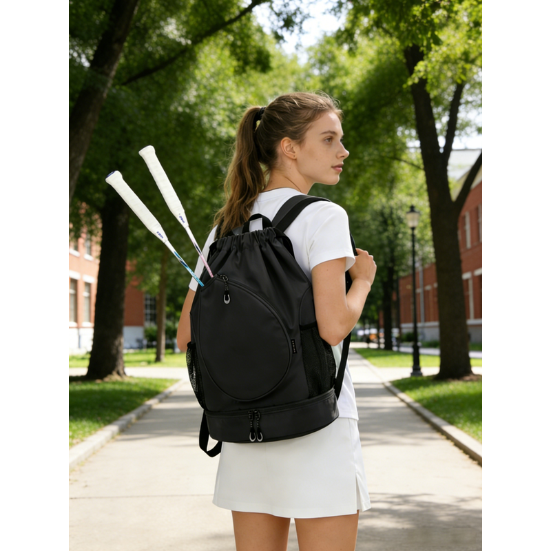 Sports Backpack with Shoe Compartment and Racket Sleeve - Gym & Court Bag
