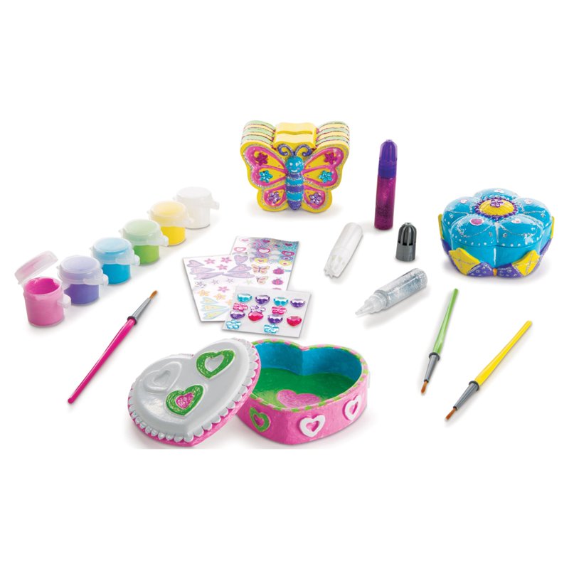 Kids Craft Kit Set with Treasure Boxes, Butterfly Bank & Art Supplies