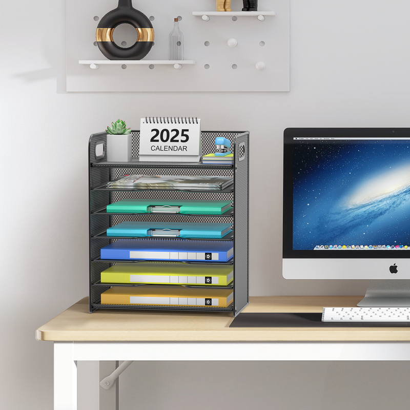 7-Tier Desk Organizer with Handles for Letter & A4 Paper Storage