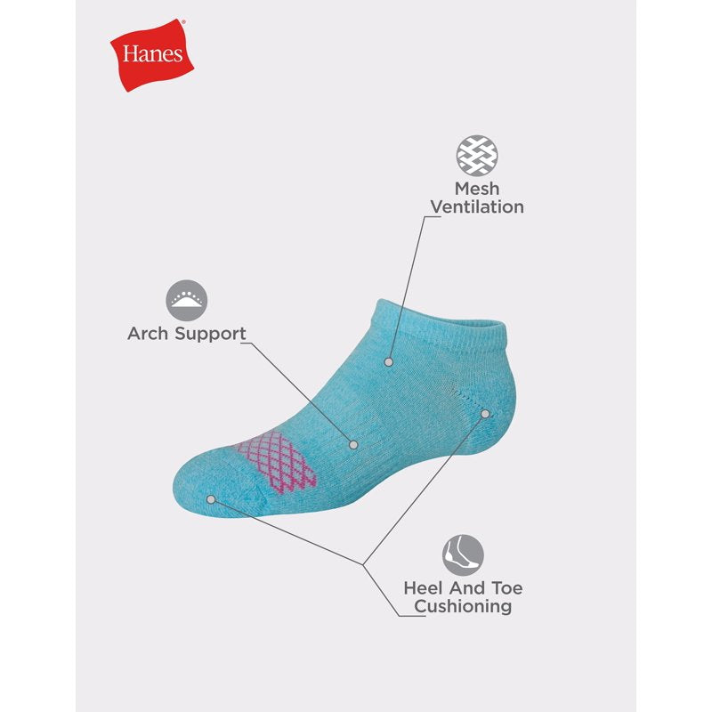 Girls' Hanes Comfort Fit No Show Socks - 10 Pairs Assorted S (Variation: Assorted, S)