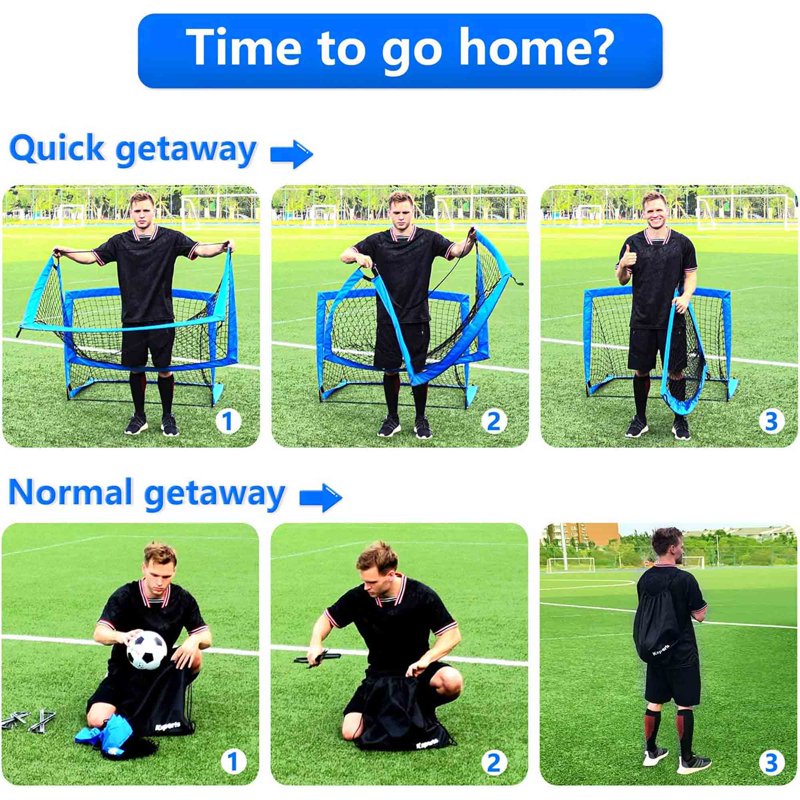 Ksports 4 ft Soccer Goal Bundle - Blue, Includes Nylon-Wound Ball & Pump