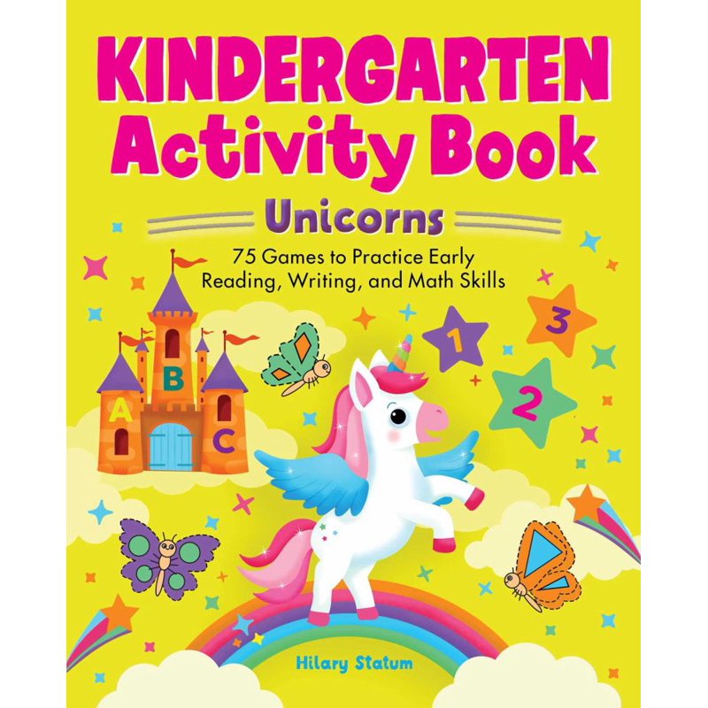 Unicorn-Themed Kindergarten Activity Book for Early Reading, Writing & Math Skills