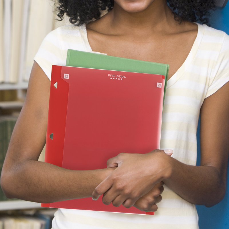 2-Pocket Plastic Folder Set with Study App Compatibility - Black Fire Red Green