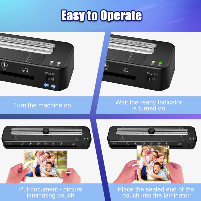 13-Inch Thermal Laminator Machine with Sheets for Documents & Photos